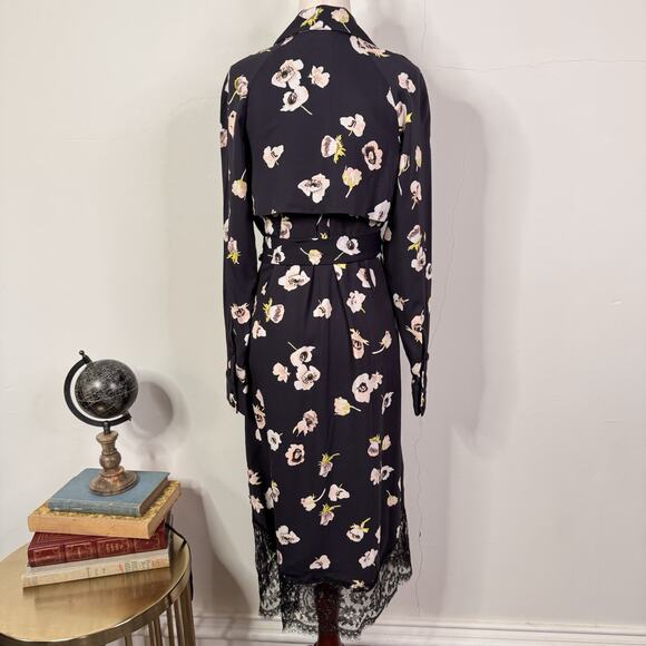 Lela Rose Midnight Floral Lace Hem Double Breasted Wrap Dress Size 2 NWT - Picture 10 of 16